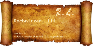 Rechnitzer Lili névjegykártya